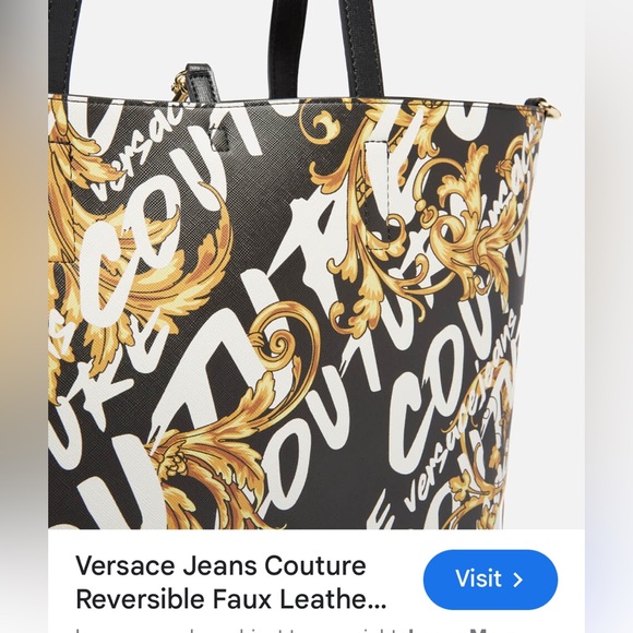 Versace Black and Gold Women's Tote Bag and Pouch - Picture 7 of 10